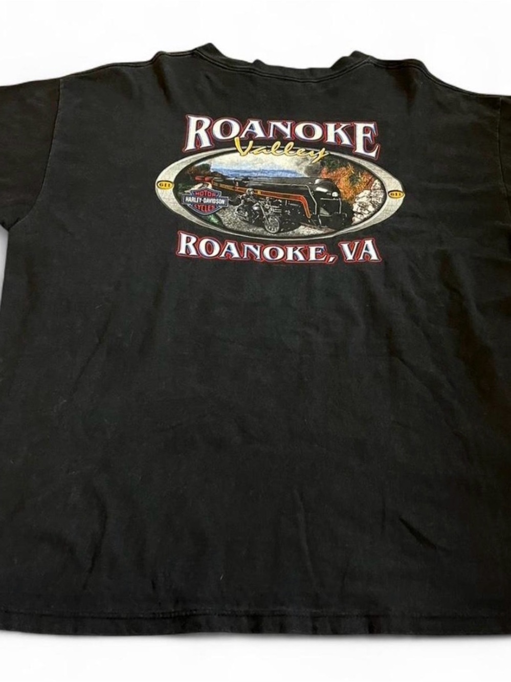 Vintage Men’s Harley Davidson Motorcycle Roanoke Virginia Graphic Shirt Size 2XL